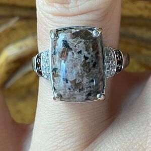 Natural Yooperlite Red Garnet Sterling Silver Ring Sz 7